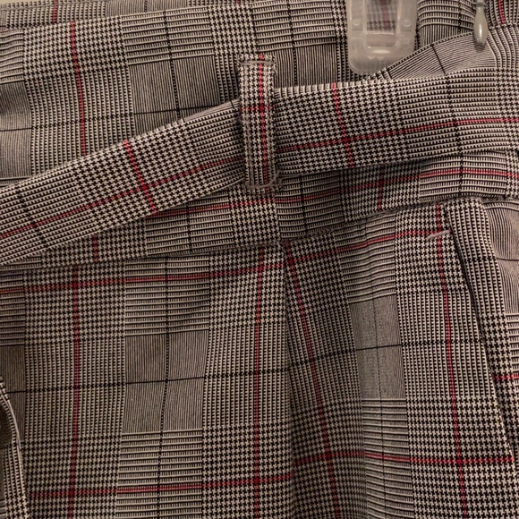 Plaid Paper-bag Pants with tie belt waist - Picture 3 of 6